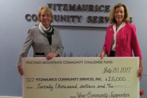 Liz Koster, President & C.E.O., and Deb Scocozza, Chief Operating Officer accepted a check for $20,000 at the 14th Annual Pocono Community Fundraiser